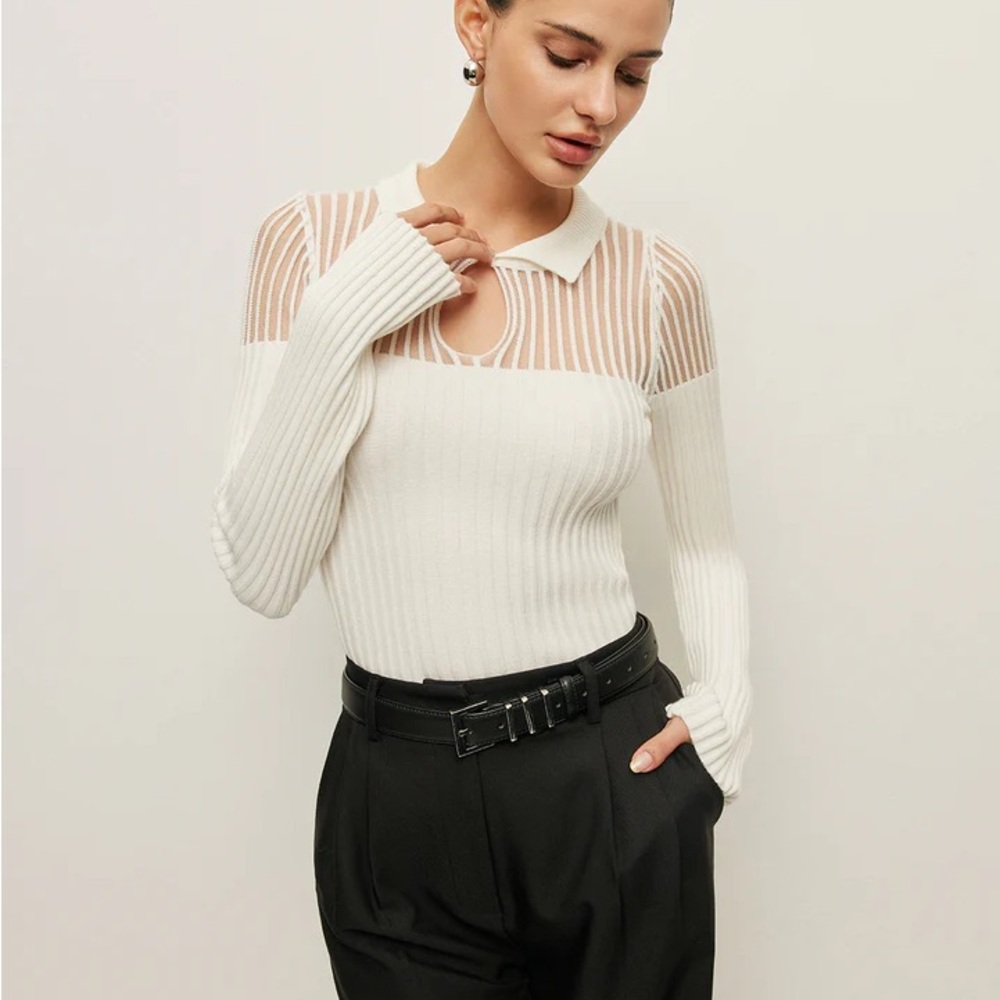 Elegant White Sheer Sleeve Top